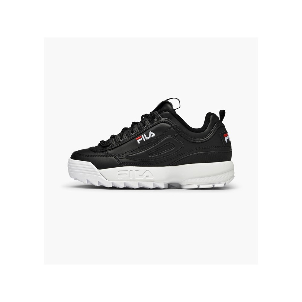 fila disruptor nere suola bianca