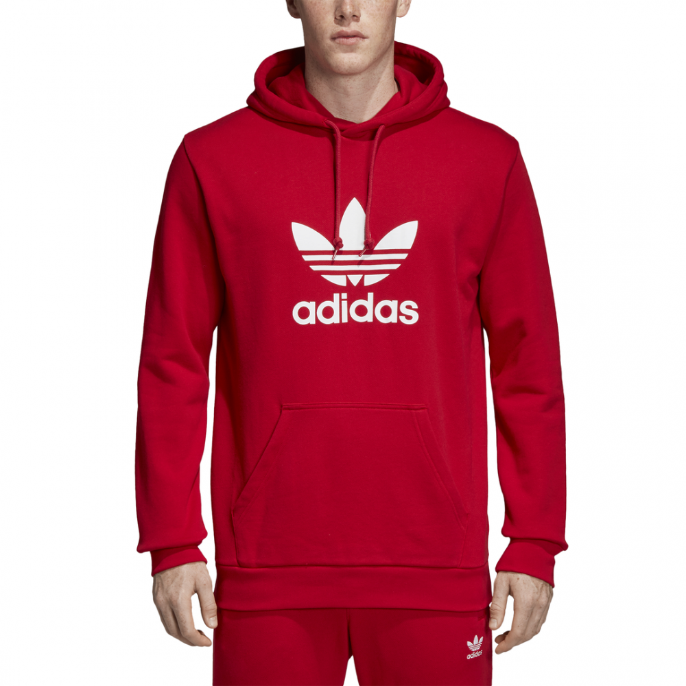 ADIDAS originals felpa trefoil hoodie rosso uomo dx3614  - Acquista  online su Sportland