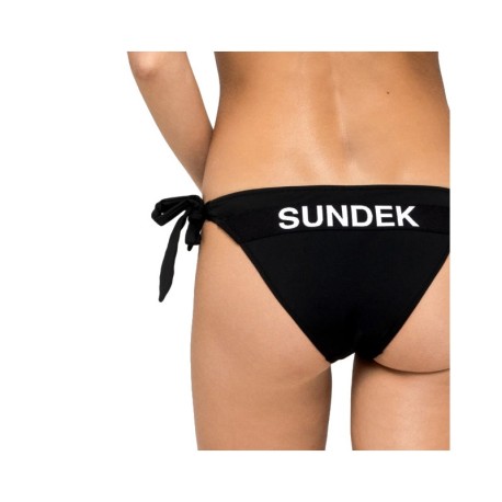 Sundek Costume Slip Con Fiocchi Logo Nero Donna