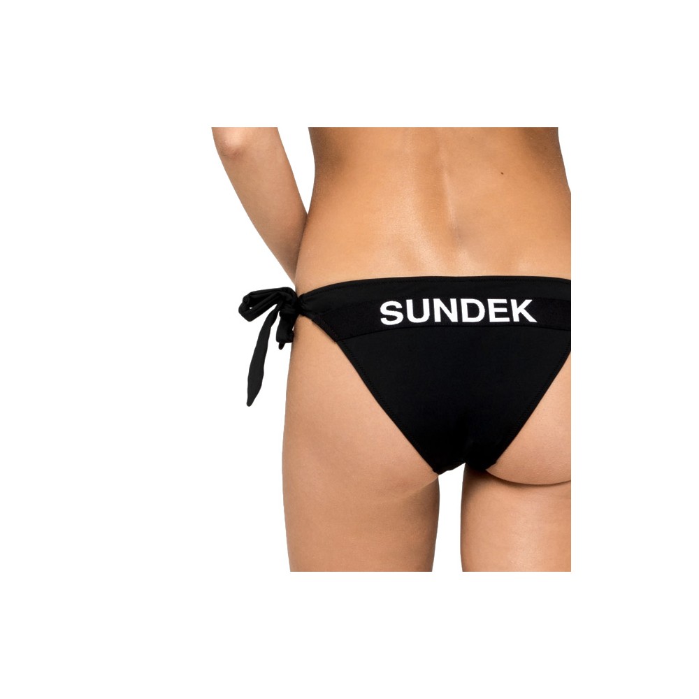 Image of Sundek Costume Slip Con Fiocchi Logo Nero Donna 40