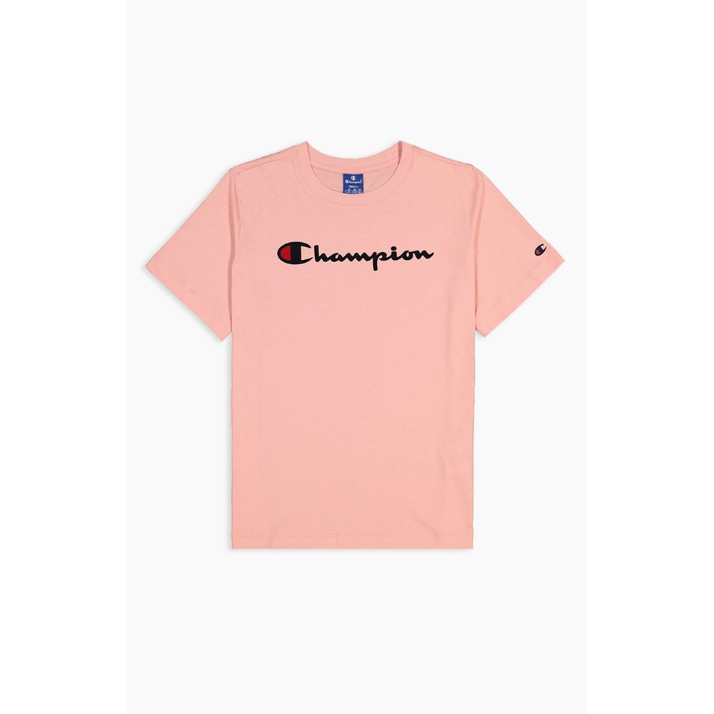 Image of Champion Maglietta Palestra Logo Manica Corta Rosa Donna S