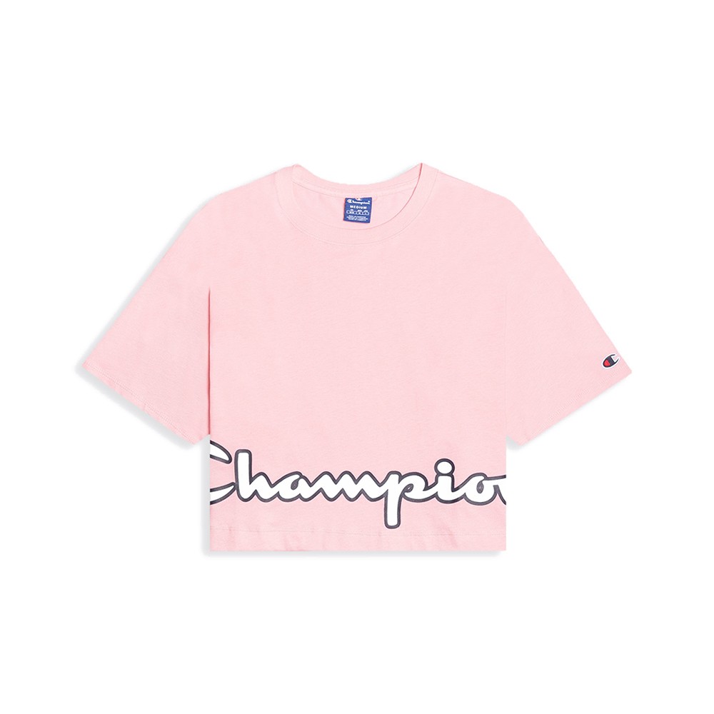 Image of Champion T-Shirt Crop Top Girocollo Rosa Donna L