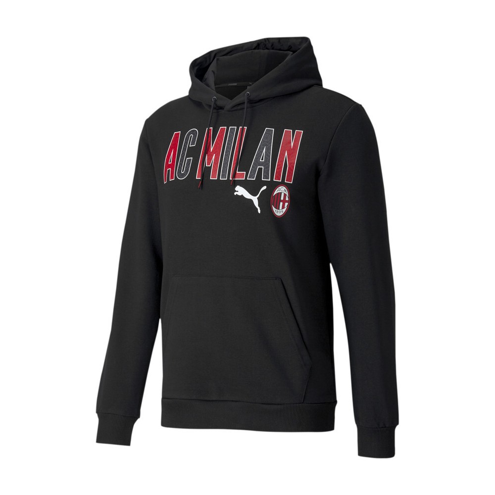 Puma Felpa Calcio Cappuccio AC MIlan Ftblcore Nero Rosso Uomo