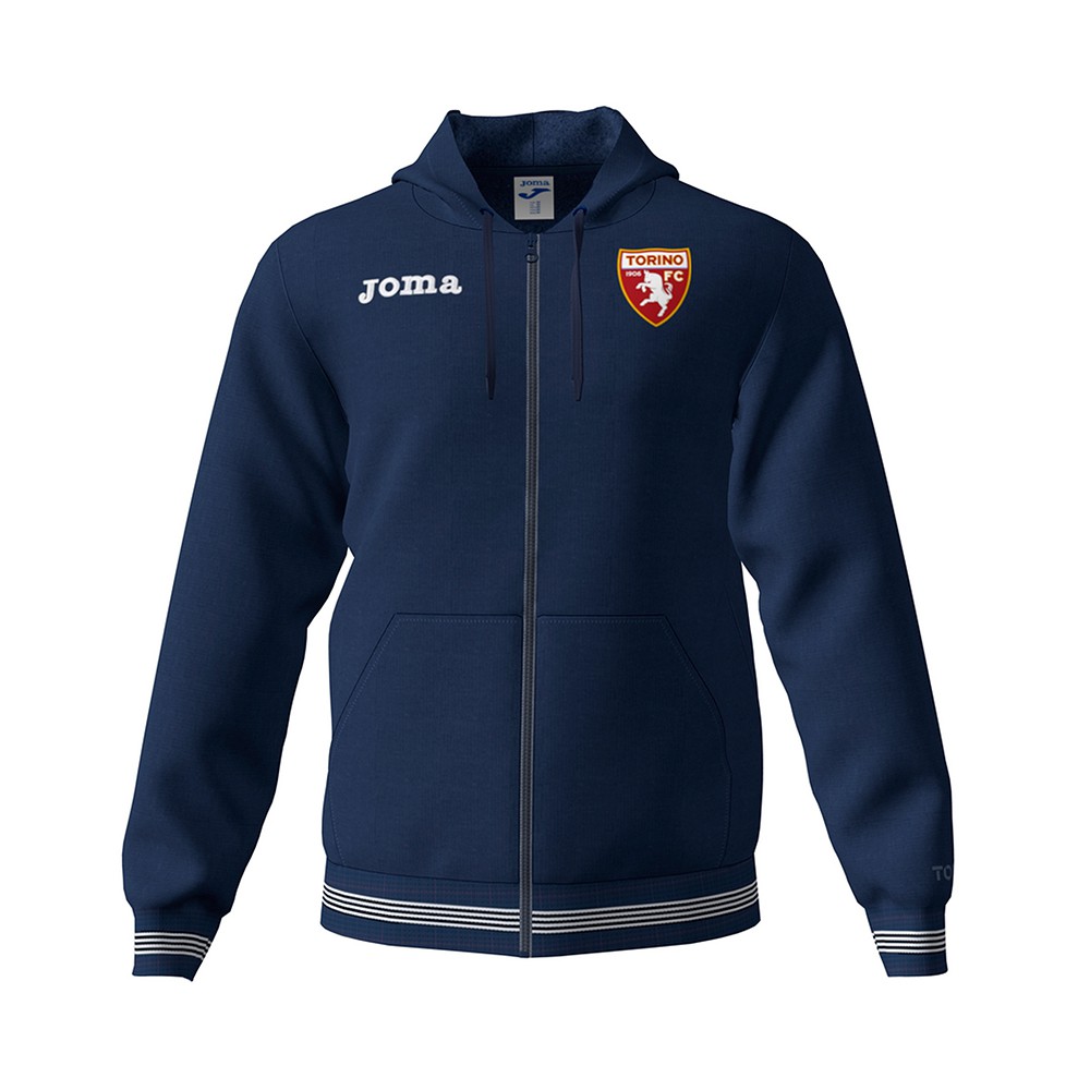 Joma Sport Felpa Calcio C/Capp Zip Torino Free Time Blu Bambino 5-6 Anni