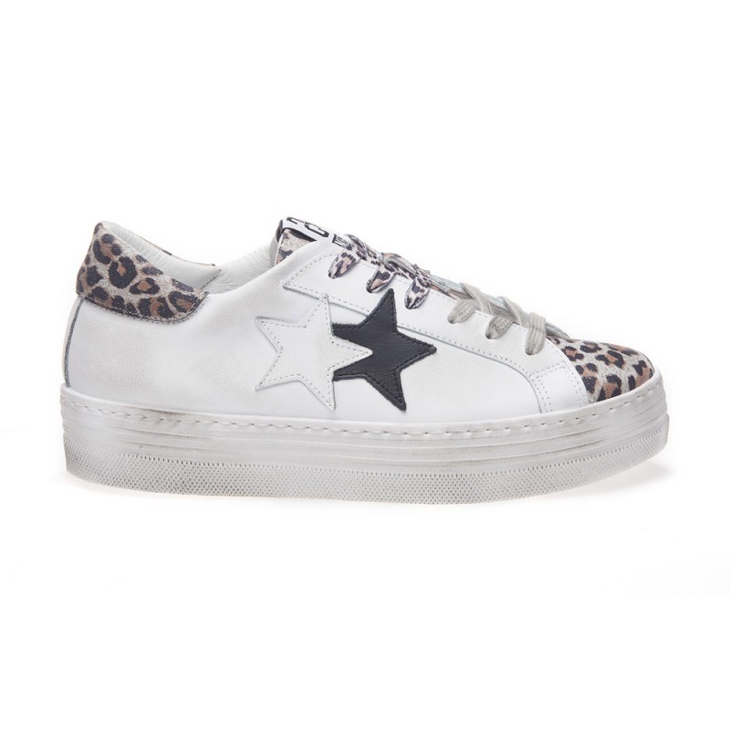 2star Sneakers Low High Sole Bianco Maculato Donna - Acquista online su  Sportland