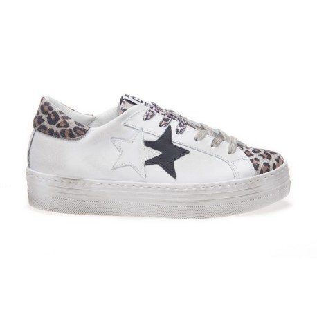 2star Sneakers Low High Sole Bianco Maculato Donna