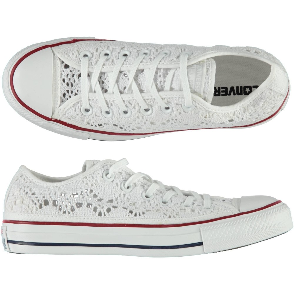 converse bianche pizzo basse