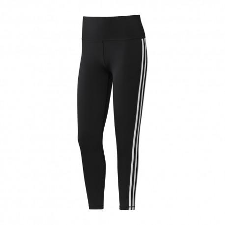 ADIDAS leggings sportivi 7/8 3 stripes nero donna