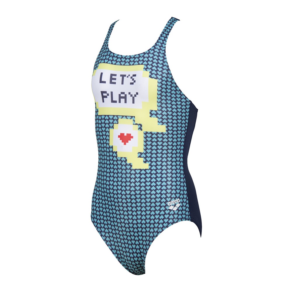 Arena Costume Intero Piscina Let's Play Blu Verde Bambina 8-9 Anni