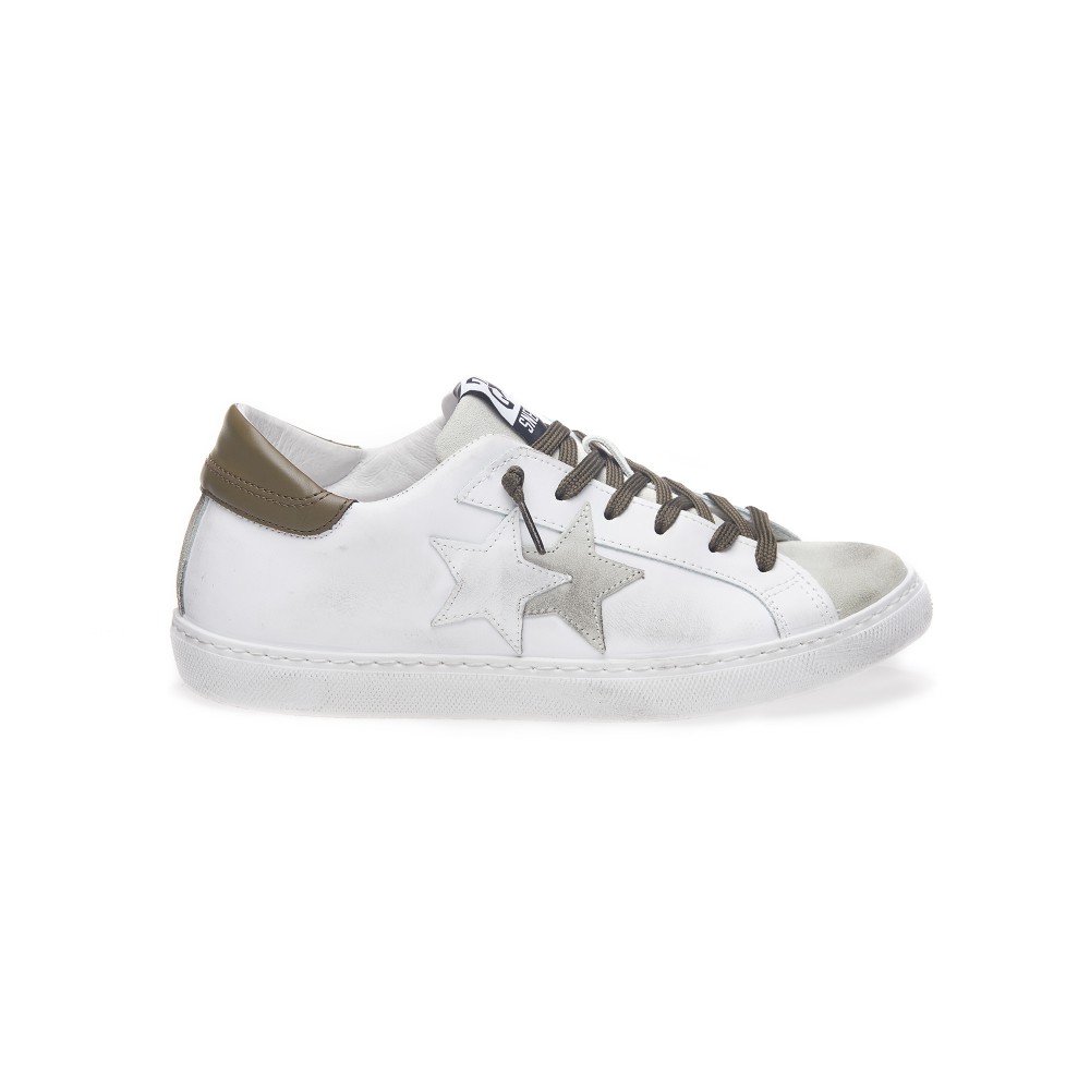 2-Star Sneakers Basse Uomo Pelle Bianco-Ghiaccio 2SU-1456