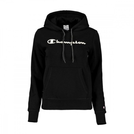 Champion Felpa Con Cappuccio Logo Classic Nero Donna