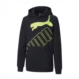 Puma Felpa Con Cappuccio Nero Lime Bambino