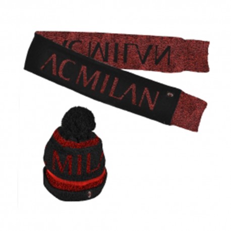 Imma Set Berretto e Sciarpa Milan Nero Rosso Bambino