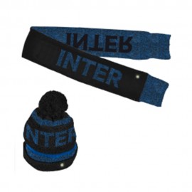 Imma Set Berretto e Sciarpa Inter Ponpon Nero Azzurro Bambino