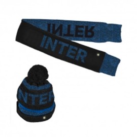 Imma Set Berretto e Sciarpa Inter Ponpon Nero Azzurro Bambino