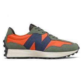 New Balance Sneakers 327 Suede Mesh Arancio Blu Uomo