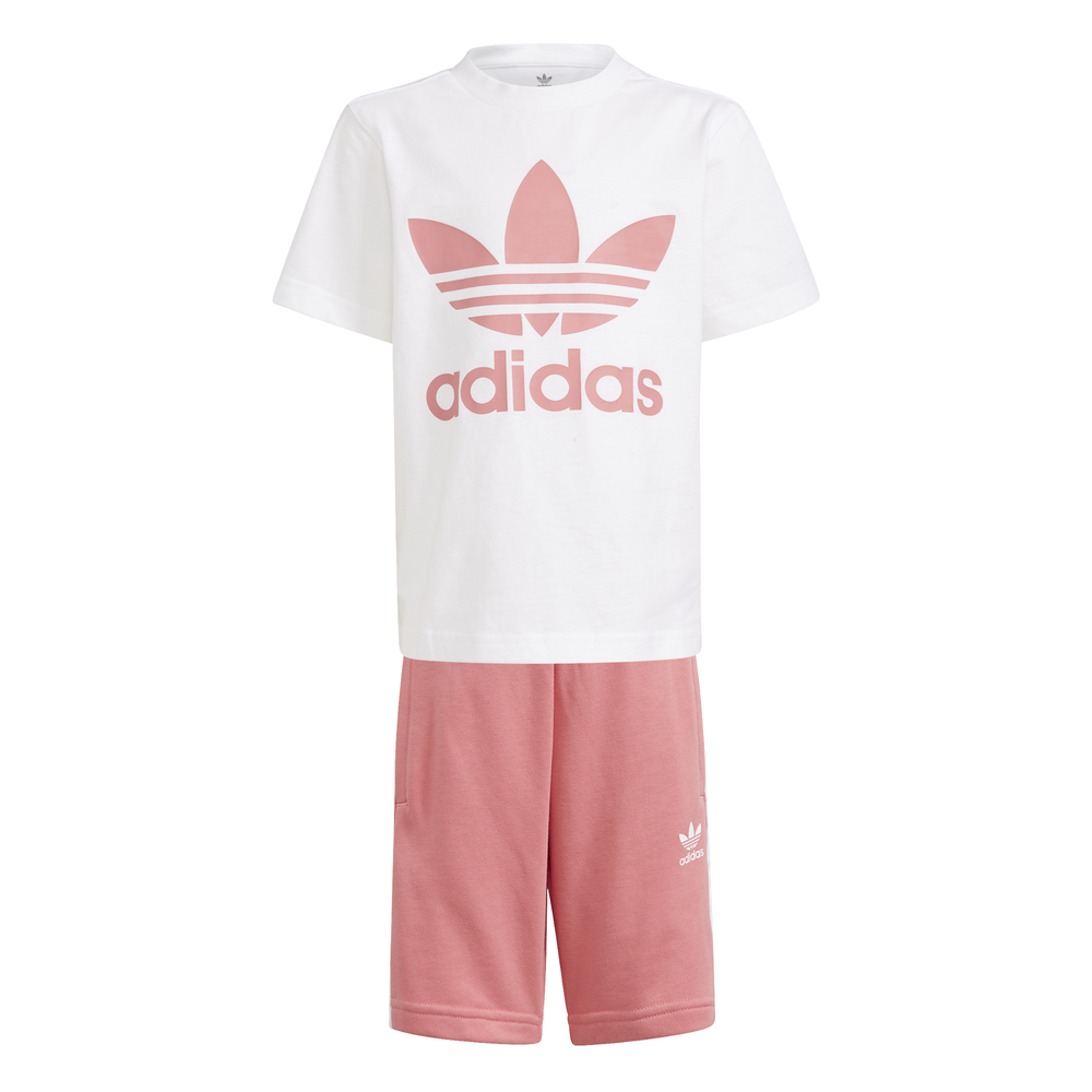 ADIDAS originals completo t-shirt e shorts rosa bambina 5-6 Anni