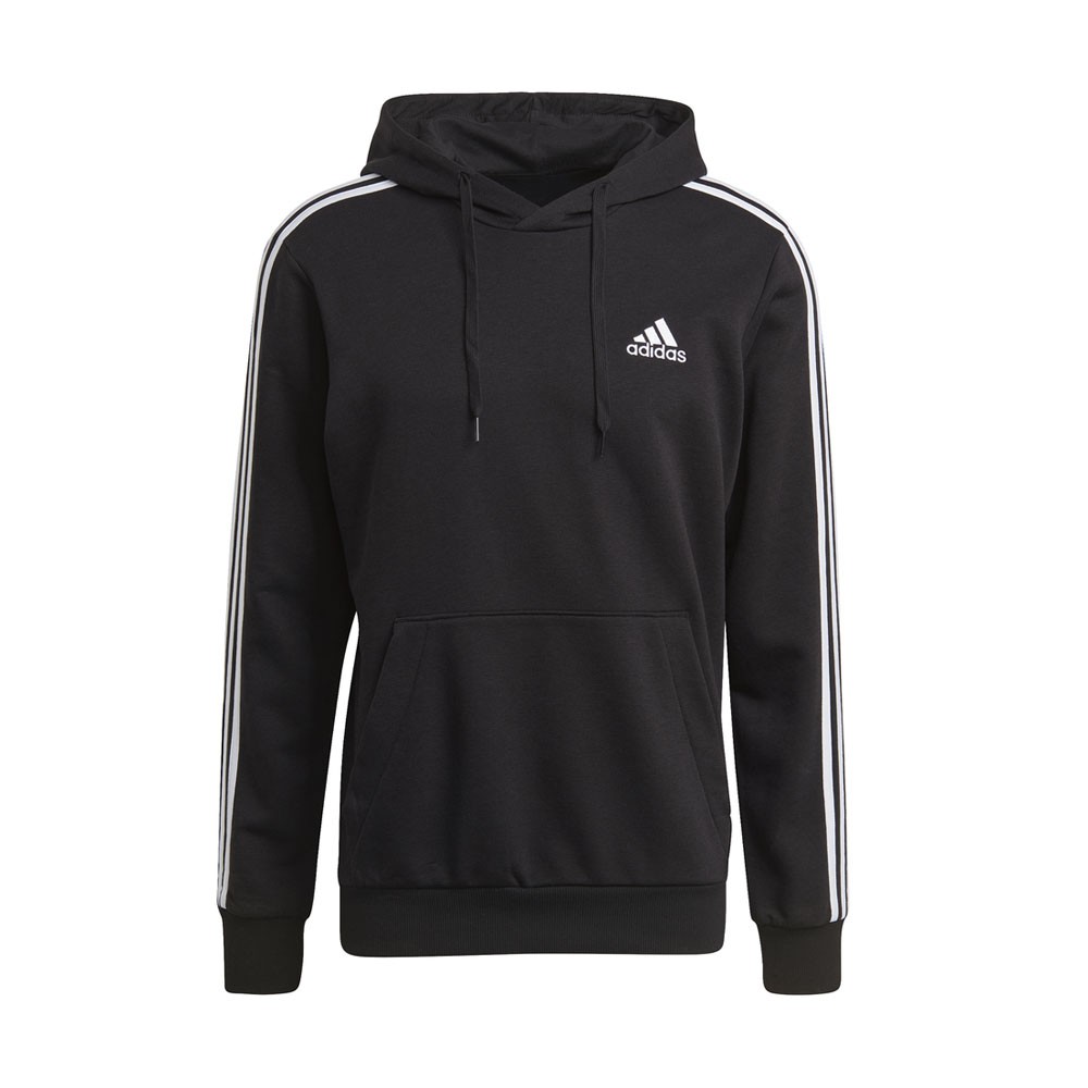 ADIDAS felpa palestra con cappuccio triband nero uomo XL