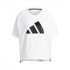 ADIDAS maglietta palestra logo crop bianco donna