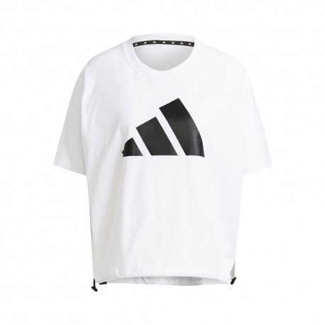 ADIDAS maglietta palestra logo crop bianco donna