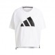 ADIDAS maglietta palestra logo crop bianco donna