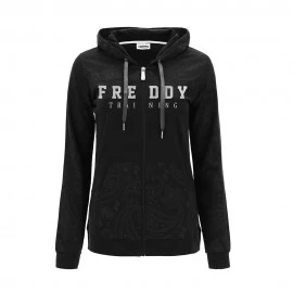 Freddy Felpa Palestra Con Cappuccio Logo Nero Donna