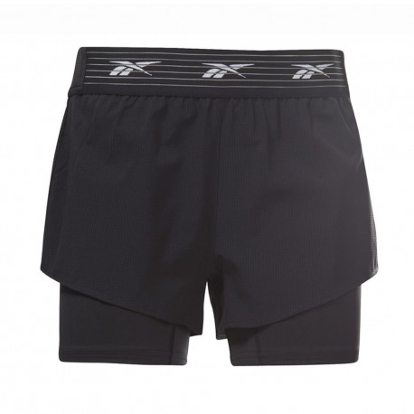 Reebok Shorts Sportivi 2 In 1 Nero Donna