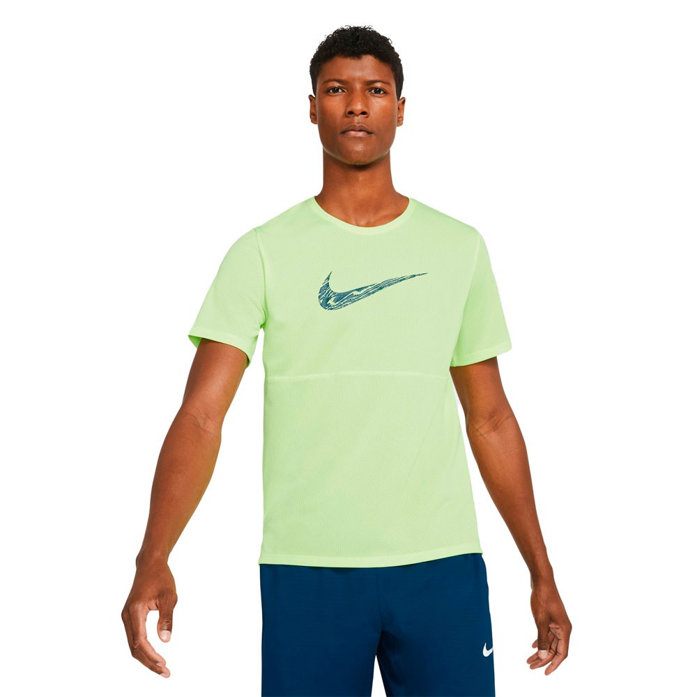 Nike Maglia Running Breathe Verde Nero Uomo - Acquista online su Sportland