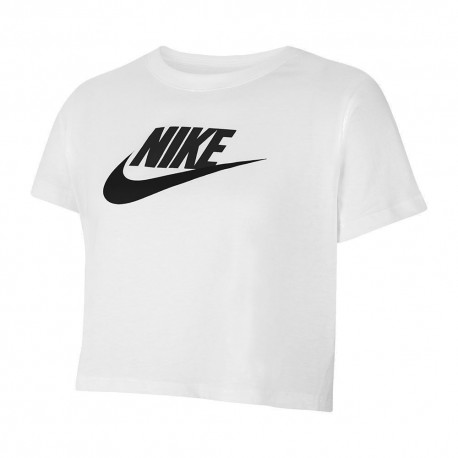 Nike T-Shirt Crop Swoosh Sportswear Bianco Bambina