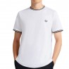 Fred Perry T-Shirt Collo Righe Bianco Uomo