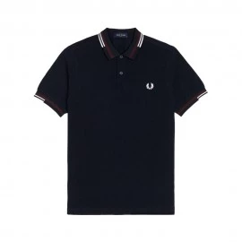 Fred Perry Polo Collo Righe Blu Uomo