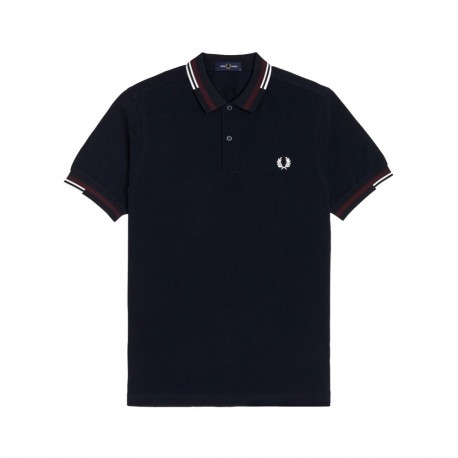 Fred Perry Polo Collo Righe Blu Uomo