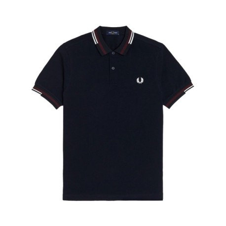 Fred Perry Polo Collo Righe Blu Uomo