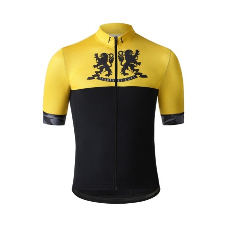 Flandres Love Maglia Ciclismo Lions Giallo Uomo