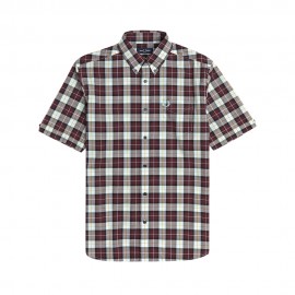Fred Perry Camicia Manica Corta Quadri Rosso Uomo