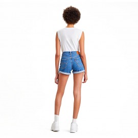 Levi's Shorts 501 S/Strappi Blu Medio Donna