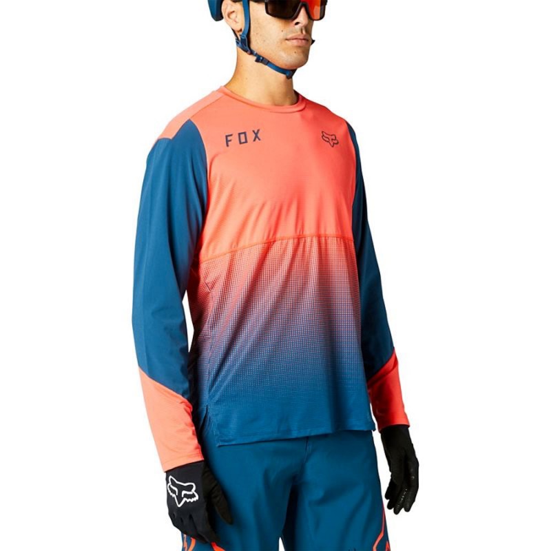Fox Maglia MTB Flexair Arancio Blu Uomo - Acquista online su Sportland