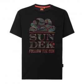 Sundek T-Shirt Mare Logo Sole Con Scritta Nero Uomo