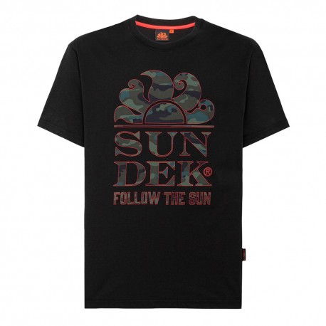 Sundek T-Shirt Mare Logo Sole Con Scritta Nero Uomo