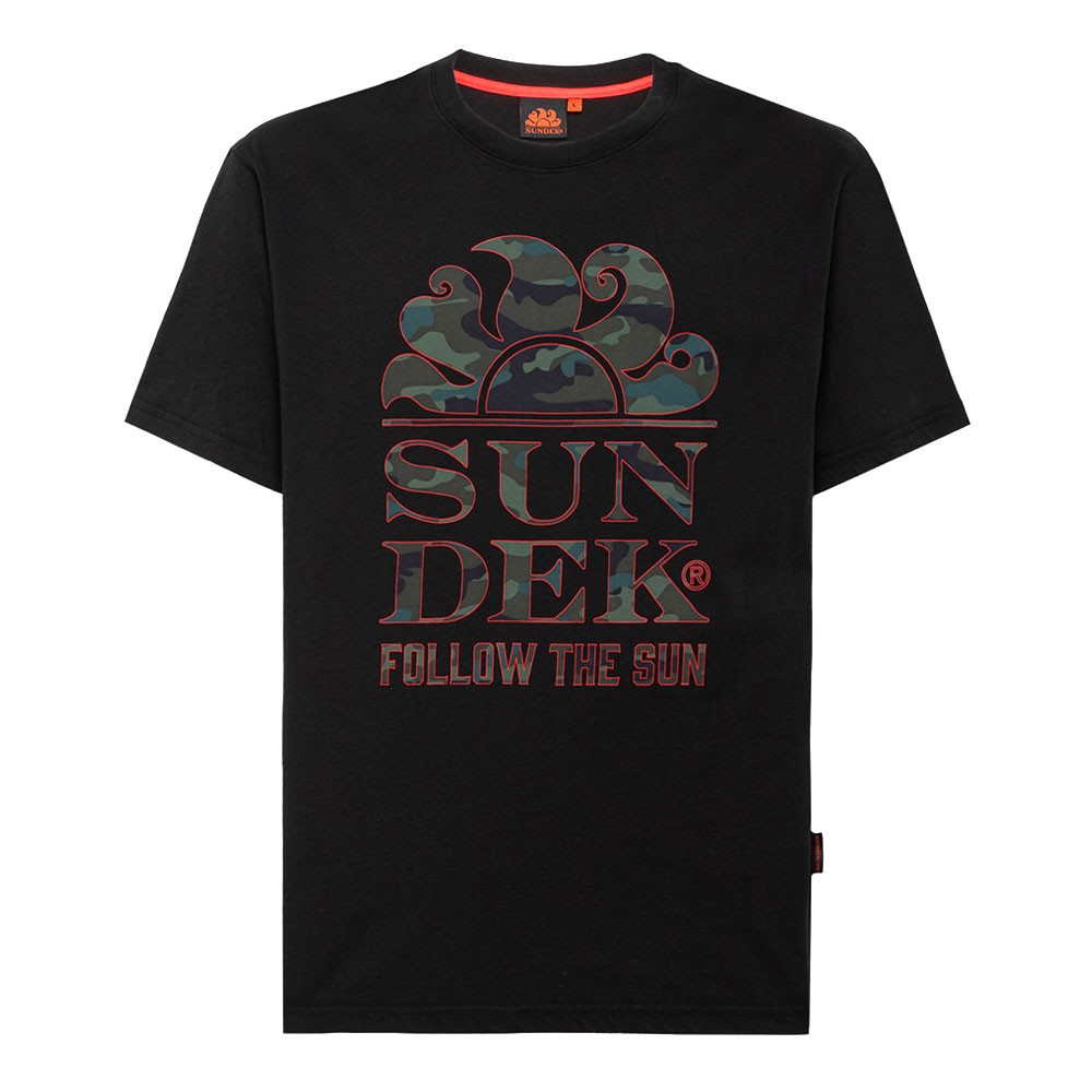 Image of Sundek T-Shirt Mare Logo Sole Con Scritta Nero Uomo M
