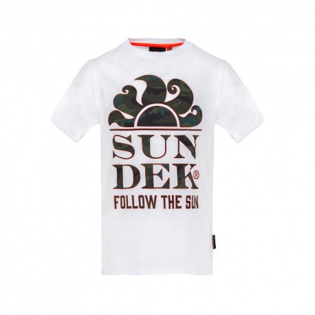 Sundek T-Shirt Mare Logo Sole Con Scritta Bianco Bambino