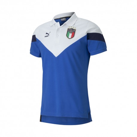 Puma Polo Calcio Italia Iconic Blu Bianco Uomo