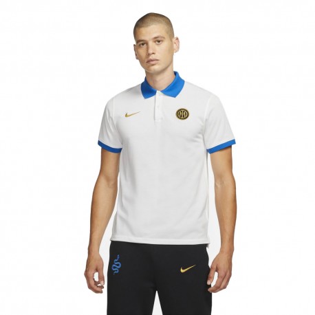 Nike Polo Calcio Inter Slim Bianco Blu Uomo
