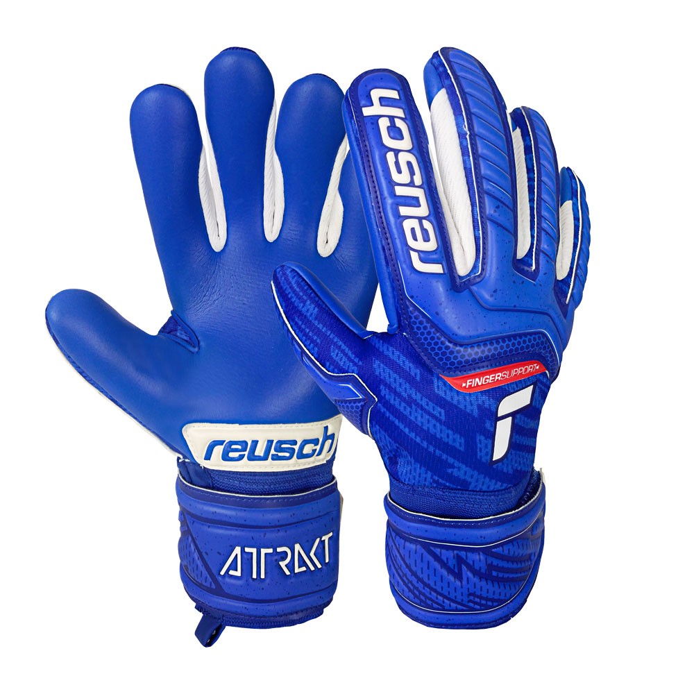 Reusch Guanti Calcio Attrakt Grip Evol Fs Blu Bianco Bambino 4.5 / M