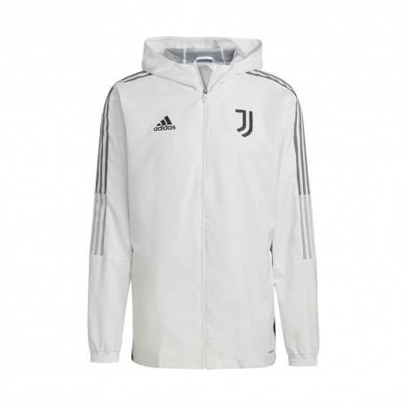 ADIDAS felpa con cappuccio juve presentation bianco nero uomo