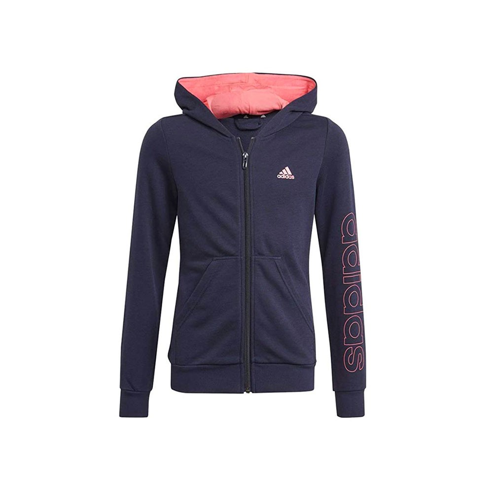 Image of ADIDAS felpa con cerniera e cappuccio blu rosa bambina 9-10 Anni