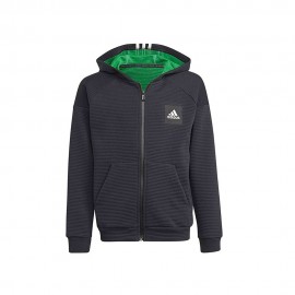 ADIDAS felpa con cerniera e cappuccio nero verde bambino