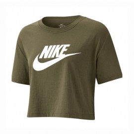 Nike T-Shirt Crop Logo Verde Donna