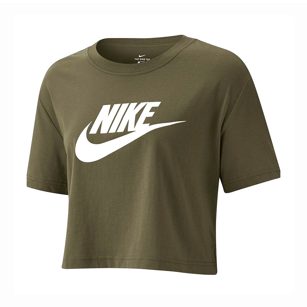 Nike T-Shirt Crop Logo Verde Donna L