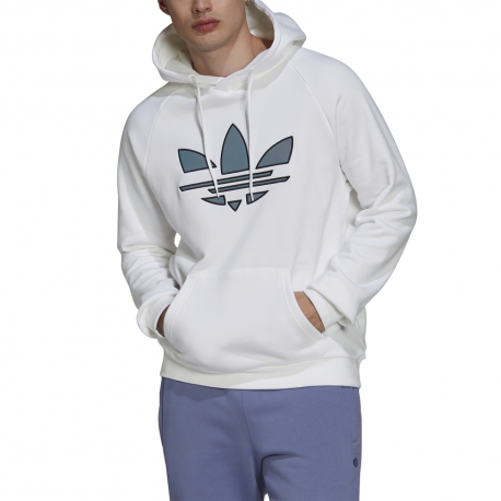 ADIDAS originals felpa con cappuccio logo bianco uomo